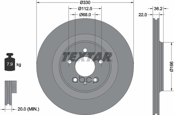 Диск тормозной задний с покрытием PRO AUDI A4/A5/S5/A6/S6/A7/A8/Q5/Q7 / PORSCHE Macan TEXTAR 92160303 Textar арт. 92160303