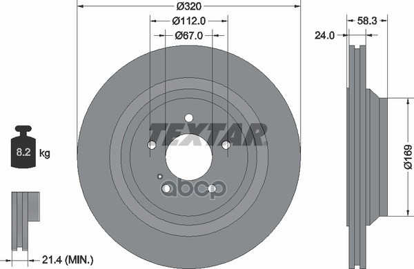 Диск тормозной задний MB W221/C216 /Vent D=320mm TEXTAR 92160705 Textar арт. 92160705