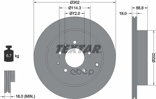 Диск тормозной задний с покрытием PRO MAZDA CX-7 TEXTAR 92180903 Textar арт. 92180903