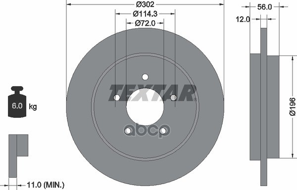 Диск Тормозной С Покрытием Pro | Зад | Textar арт. 92197803