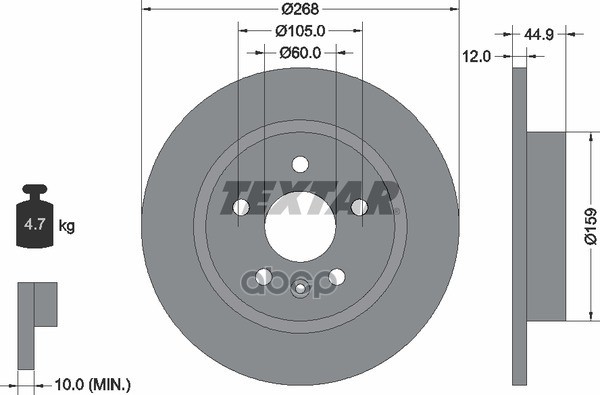 Диск тормозной задний с покрытием PRO CHEVROLET/CHEVROLET (SGM)/HOLDEN/OPEL/VAUXHALL TEXTAR 92205503 Textar арт. 92205503