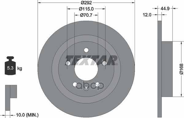 Диск тормозной задний с покрытием PRO CHEVROLET/CHEVROLET (SGM)/HOLDEN/OPEL/VAUXHALL TEXTAR 92205703 Textar арт. 92205703