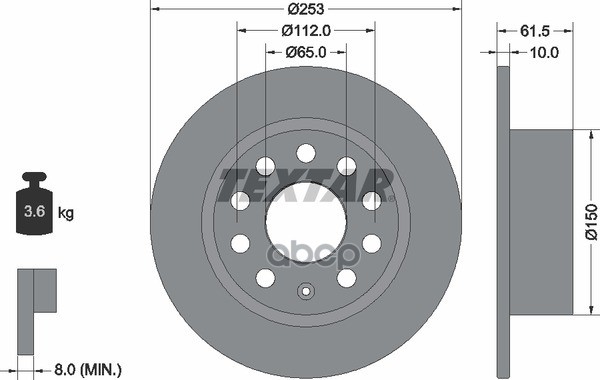 Диск тормозной задний с покрытием SKODA Octavia III/IV 12-> TEXTAR 92306603 Textar арт. 92306603