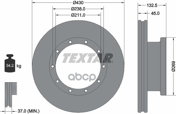 Диск Тормозной | Перед/Зад | Hcv Textar арт. 93087900