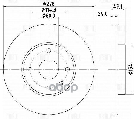 Диск торм. Chevrolet Epica (06-) перед. d=278 (DF 062108) Trialli арт. DF062108