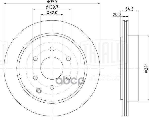 Диск торм. Nissan Patrol (10-)/Infiniti QX56/QX80 (10-) зад. d=350 (DF 084407) Trialli арт. DF084407