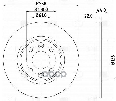 Диск торм. Renault Logan II (13-)/Sandero II (14-)/Clio IV (12-) перед. d=258 (DF 095116) Trialli арт. DF095116