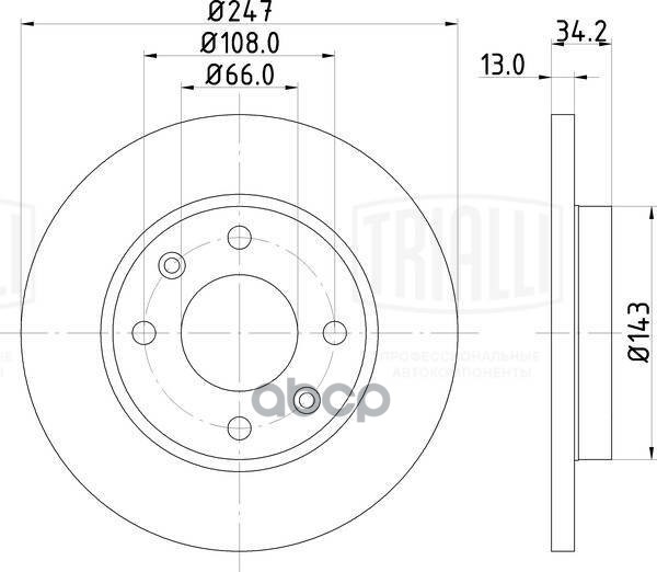 Диск торм. для а/м Peugeot 206 (02-)/306 (94-)/Citroen Xsara (97-) перед. d=247 (DF 095209) Trialli арт. df-095209