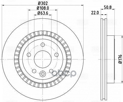 Диск торм. Volvo XC60 (08-) зад. d=302 (DF 106116) Trialli арт. DF106116