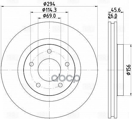 Диск торм. Mitsubishi ASX (10-) перед. d=294 (DF 117303) Trialli арт. DF117303