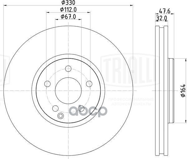 Диск торм. для а/м Mercedes E (W211) (02-) перед. d=330 (окраш.) (DF 117318) Trialli арт. df-117318