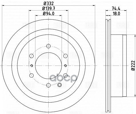 Диск торм. Mitsubishi Pajero IV (06-) зад. d=332 (DF 117408) Trialli арт. DF117408