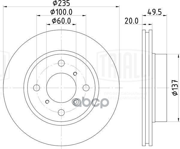 Диск торм. для а/м Suzuki Baleno (95-) перед. d=235 (DF 150010) Trialli арт. df-150010