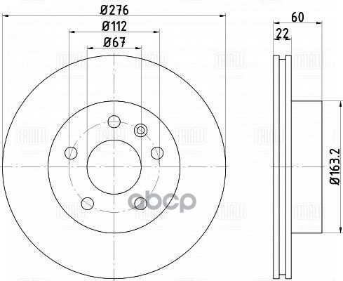 Диск торм. Mercedes Vito (W638) (96-) перед. d=276 (DF 155108) Trialli арт. DF155108