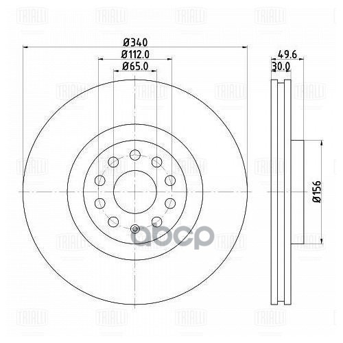 Диск торм. Skoda Octavia A7 (13-)/VW Golf VII (12-) перед. d=340 (окраш.) (DF 180130) Trialli арт. DF180130