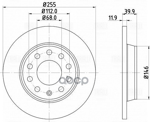Диск торм. Audi A4 (00-)/(04-) зад. d=255 (DF 180133) Trialli арт. DF180133