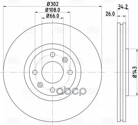 Диск торм. Peugeot 308 (07-)/208 (12-)/Citroen C4 (04-)/DS4 (11-) перед. d=302 (DF 190502) Trialli арт. DF190502