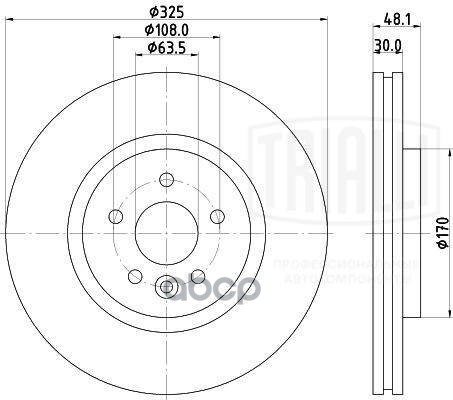 Диск торм. для а/м Land Rover Range Rover Velar (17-) перед. d=325 (окраш.) (DF 210219) Trialli арт. df-210219