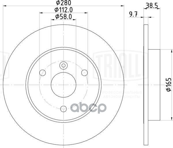 Диск торм. для а/м Smart Fortwo (05-) перед. d=280 (DF 240121) Trialli арт. df-240121
