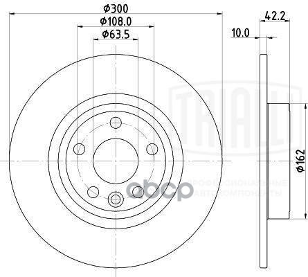 Диск торм. для а/м Land Rover Discovery Sport (14-) зад. d=300 (окраш.) (DF 240122) Trialli арт. df-240122