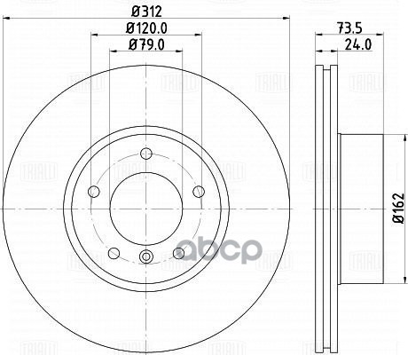 Диск торм. BMW 1 F20,F21 (11-),2 F22 (13-),X1 E84 (09-) перед. d312 DF 261008 Trialli арт. DF261008
