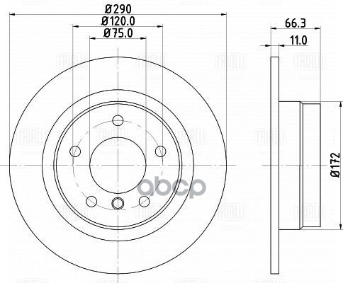 Диск торм. для а/м BMW 1 (F20) (11-)/2 (F22) (13-) зад. d=290 TRIALLI DF 261009 Trialli арт. DF 261009
