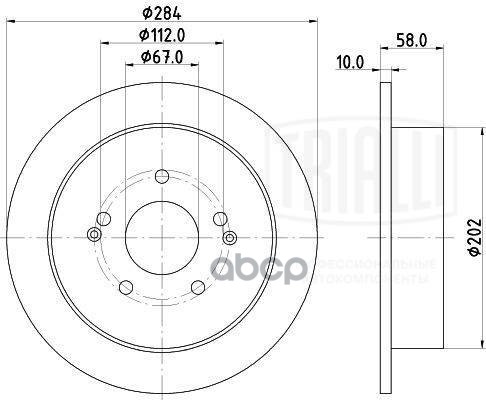 Диск торм. SsangYong Actyon (10-) зад. d=284 (DF 261017) Trialli арт. DF261017
