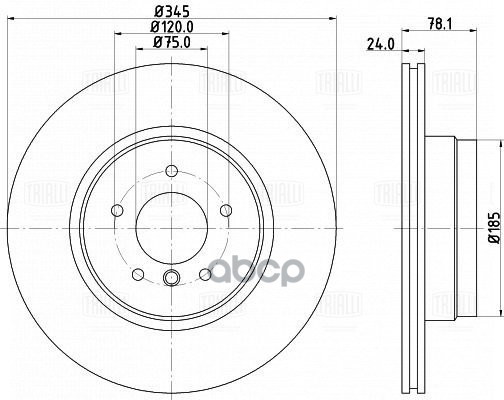 Диск торм. BMW X5 (E70) (07-)/(F15) (13-)/X6 (E71) (08-)/(F16) (14-) зад. d=345 (DF 261504) Trialli арт. DF261504
