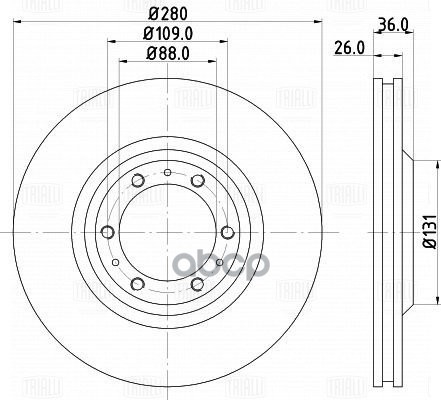 Диск торм. Great Wall Hover (05-)/H3 (10-)/Н5 (11-) перед. d=280 (DF 270303) Trialli арт. DF270303
