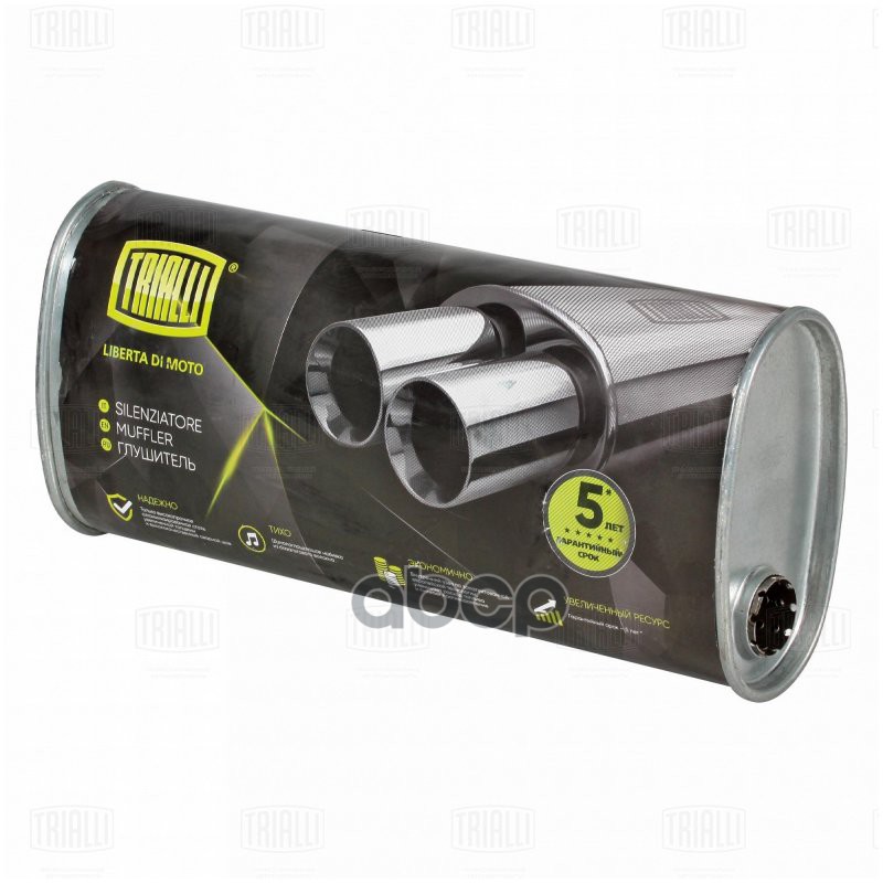 Глушитель универс. (овальный) 131х221, L=485, d=42, смещ. 62 мм (алюм. сталь) TRIALLI EMM 3611 Trialli арт. EMM 3611