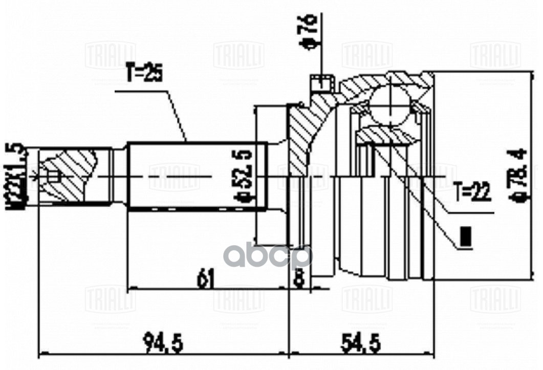 ШРУС для а/м Hyundai Solaris II (17-)/Kia Rio (17-) 1.6i (наруж.) GO0824 Trialli арт. GO0824