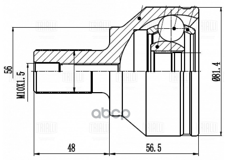 ШРУС для а/м Ford Focus II (05-) 1.6i AT/2.0i MT (наруж.) (23 шлц.) TRIALLI GO 1061 Trialli арт. GO 1061