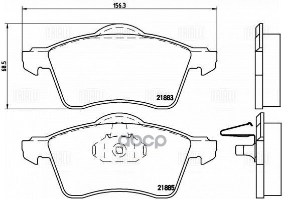 Колодки торм. VW Transporter T4 (90-) диск. перед. 156.3мм (без датчика) (PF 1836) Trialli арт. PF1836