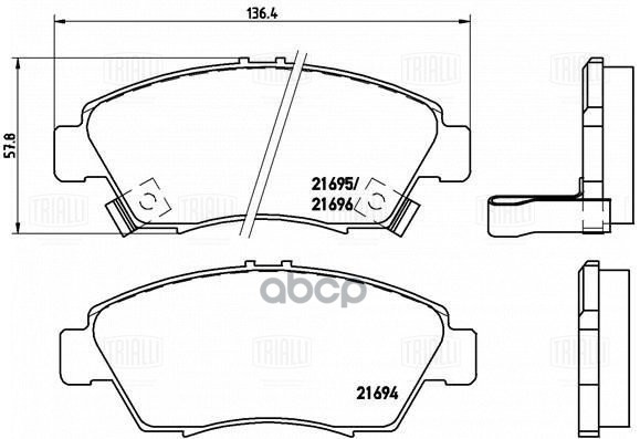 Колодки торм. Honda Civic VII (00-) диск. перед. т/с Akebono (PF 4215) Trialli арт. PF4215