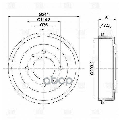 Барабан торм. Hyundai Elantra (00-)/Matrix (01-) d=203 (TF 051135) Trialli арт. TF051135