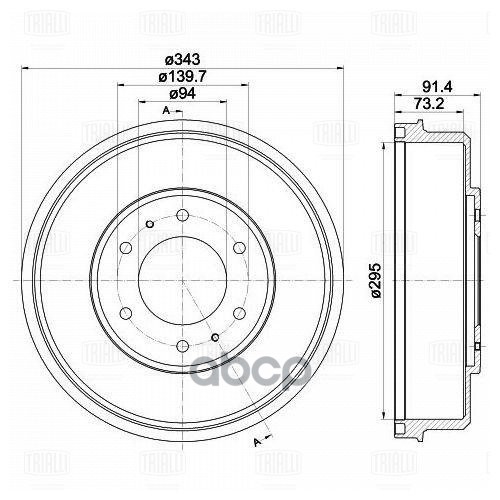 Барабан торм. Mitsubishi L200 (05-) 2.5 DI-D (TF 531373) Trialli арт. TF531373