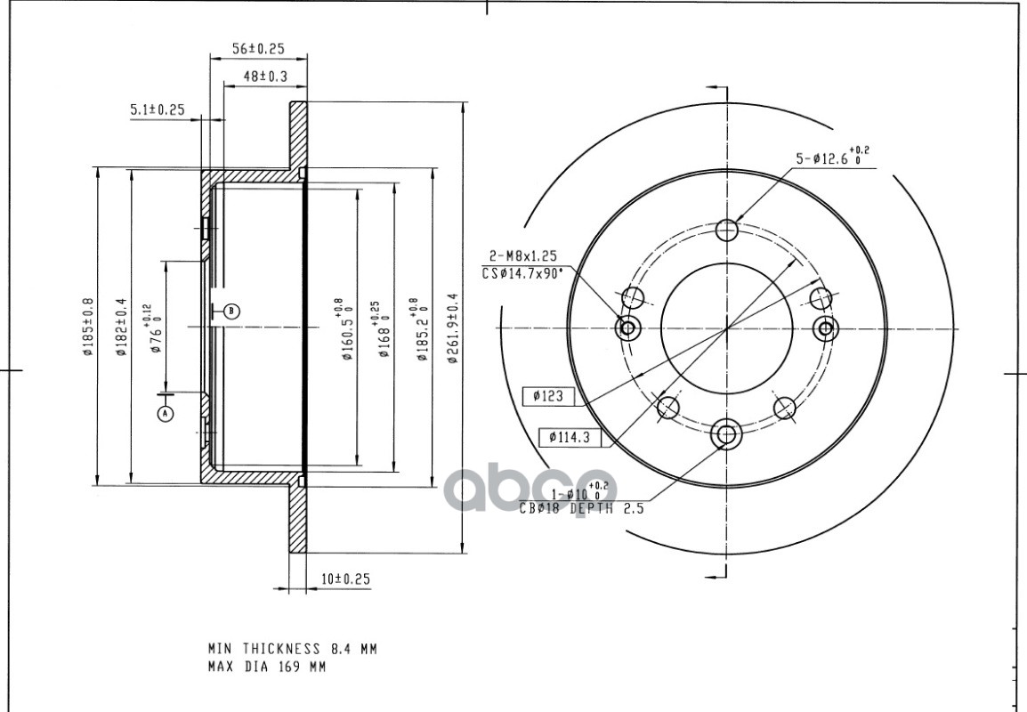 Тормозной Диск Для Hyundai Elantra 1.6 06- Задний Не Вент.  1Шт. UBS арт. b2203011