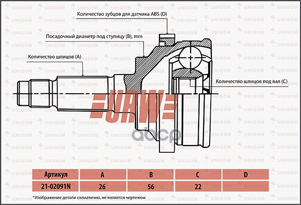 Шрус привода URW URW арт. 21-02091N