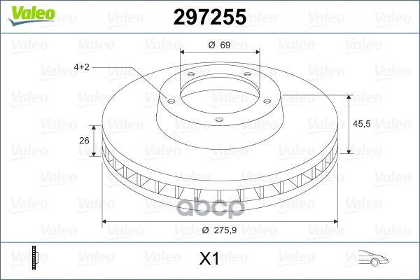 Диск Тормозной Передн Mitsubishi Galant Vi (Ea) 96-04 , Galant Vi (Ea) 96-03 , Lancer (Csa) 03-, Lancer (Csw) 03- Valeo арт. ...