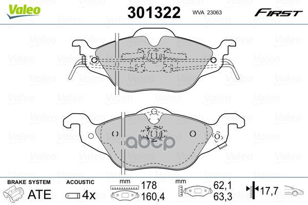 Колодки тормозные дисковые перед Valeo арт. 301322