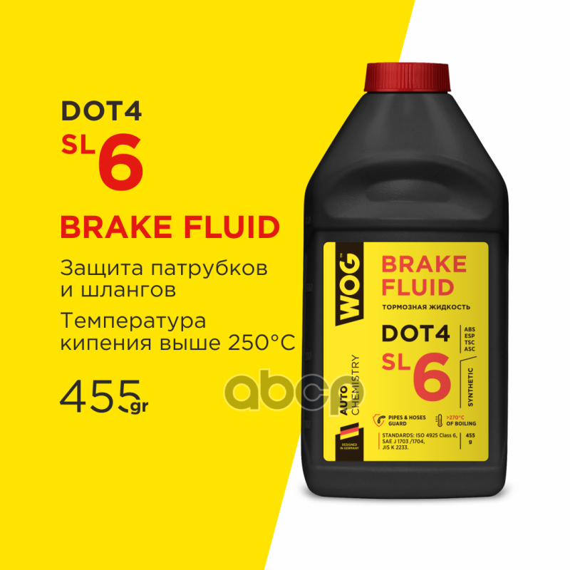 Тормозная жидкость DOT 4, 0,5л WOG арт. WGC0142