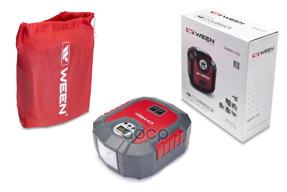Компрессор Digital Pro-1001  (120 W  30L/MIN  12 V  10 атм. /150 PSI) Цифровой манометр  LED фонарь Ween арт. 171-1001
