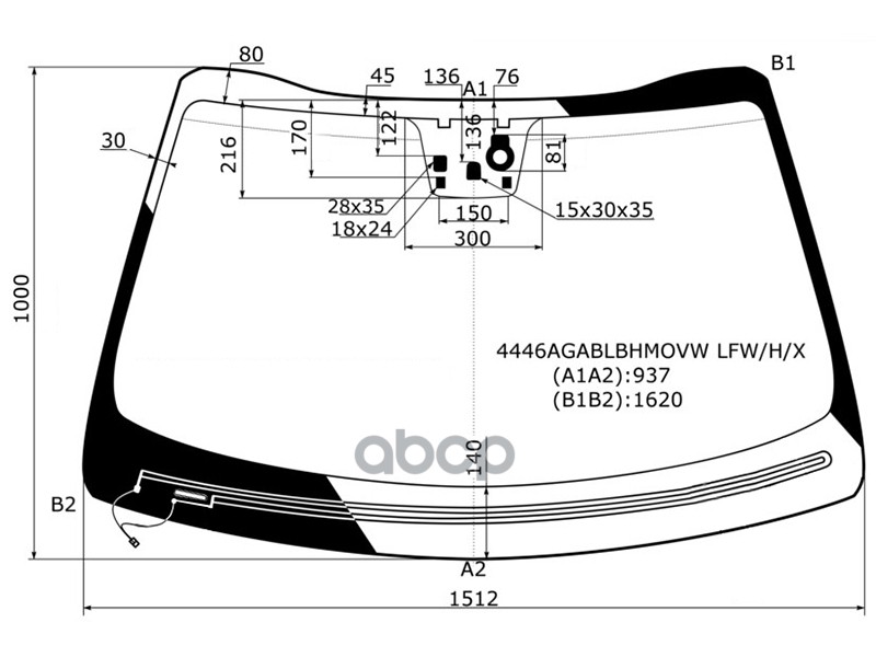 Стекло лобовое (Обогрев щеток/ Датчик дождя) Kia Sorento 14-20 / Sorento Prime 14-20 XYG арт. 4446AGABLBHMOVW LFW/H/X