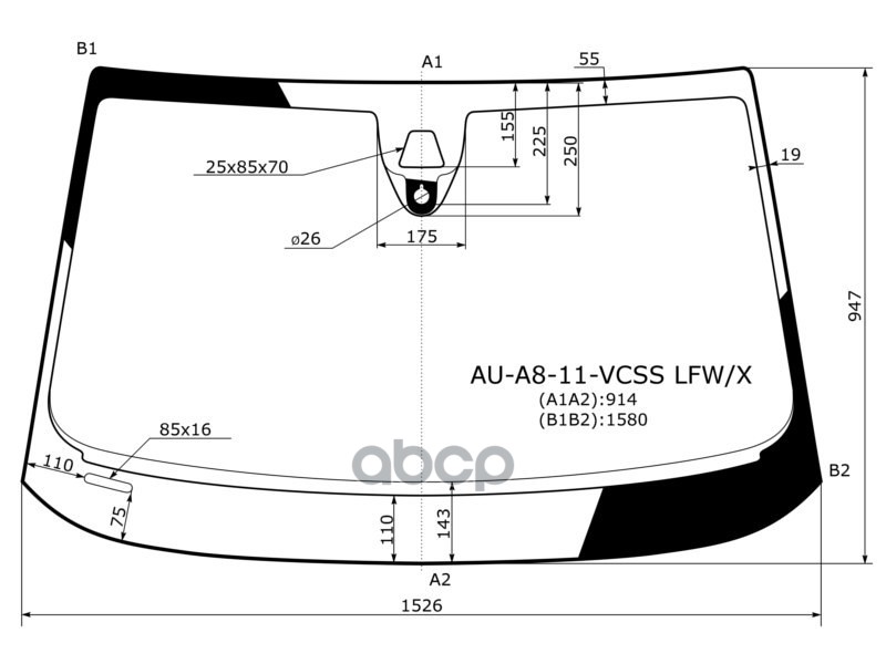 Стекло лобовое (Камера/ Датчик дождя/ Молдинг) Audi A8 09-13 XYG арт. AU-A8-11-VCSS LFW/X