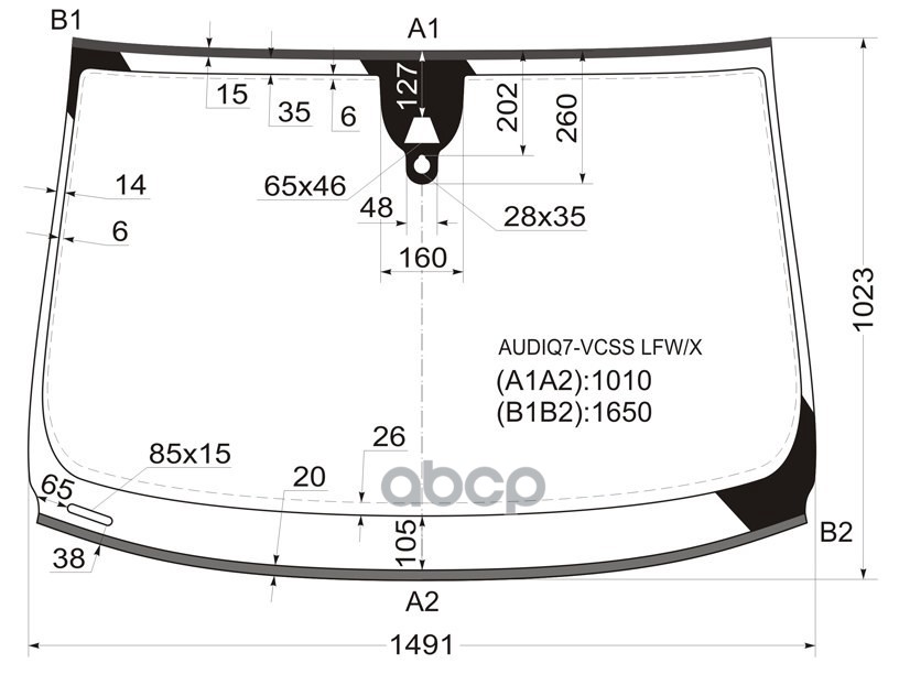 Стекло лобовое (Камера/ Датчик дождя/ Молдинг) Audi Q7 05-15 XYG арт. AUDIQ7-VCSS LFW/X