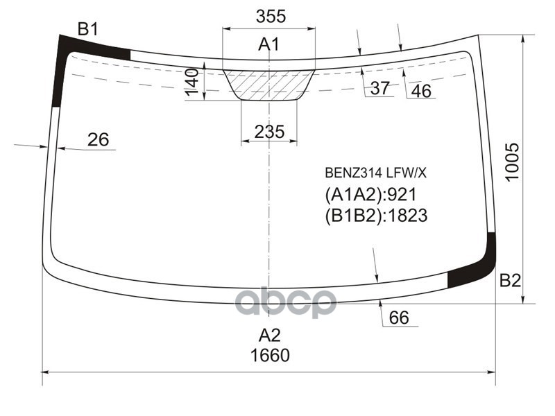 Стекло лобовое (Высокая крыша) Mercedes-Benz Sprinter 95-06 / Sprinter classic RUS 13-20 XYG арт. BENZ314 LFW/X