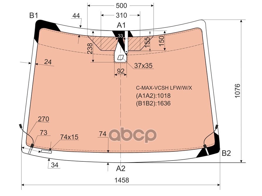 Стекло лобовое (Обогрев полный/ Датчик дождя) Ford C-MAX 03-10 XYG арт. C-MAX-VCSH LFW/W/X