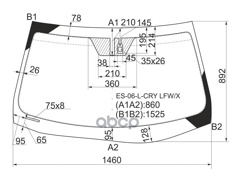 Стекло лобовое (Датчик дождя/ Панорамная крыша) Lexus ES 06-12 XYG арт. ES-06-L-CRY LFW/X
