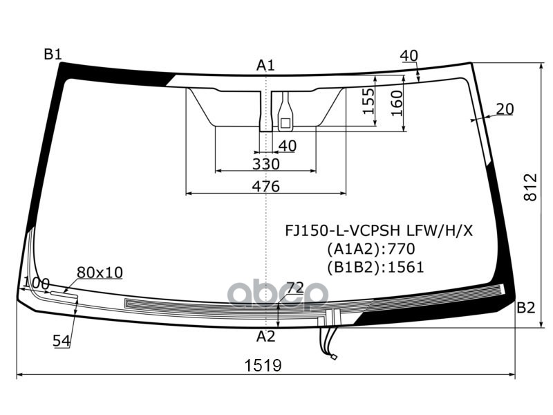 Стекло лобовое (Обогрев щеток/ Датчик дождя) Toyota Land Cruiser Prado (J150) 09-20 / Lexus GX 09-19 XYG арт. FJ150-L-VCPSH L...