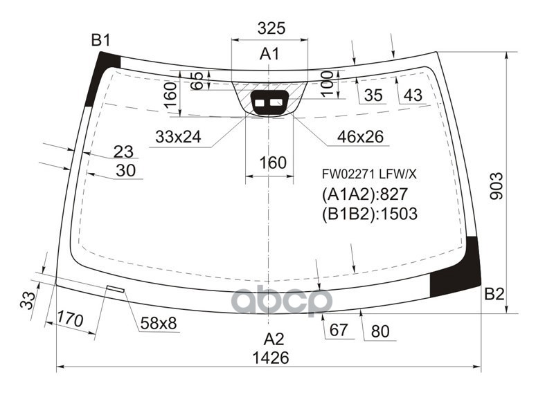 Стекло лобовое (Датчик дождя/ Раздельный датчик дождя) Mercedes-Benz C-Class 00-08 XYG арт. FW02271 LFW/X